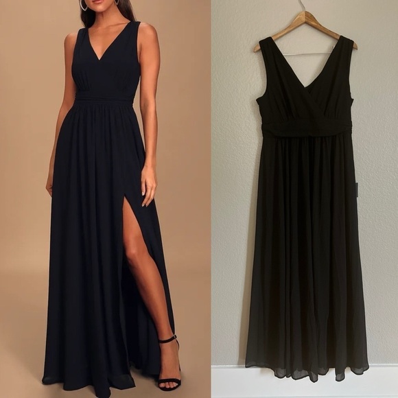 Thoughts of Hue Black Surplice Maxi Dress - Picture 1 of 8